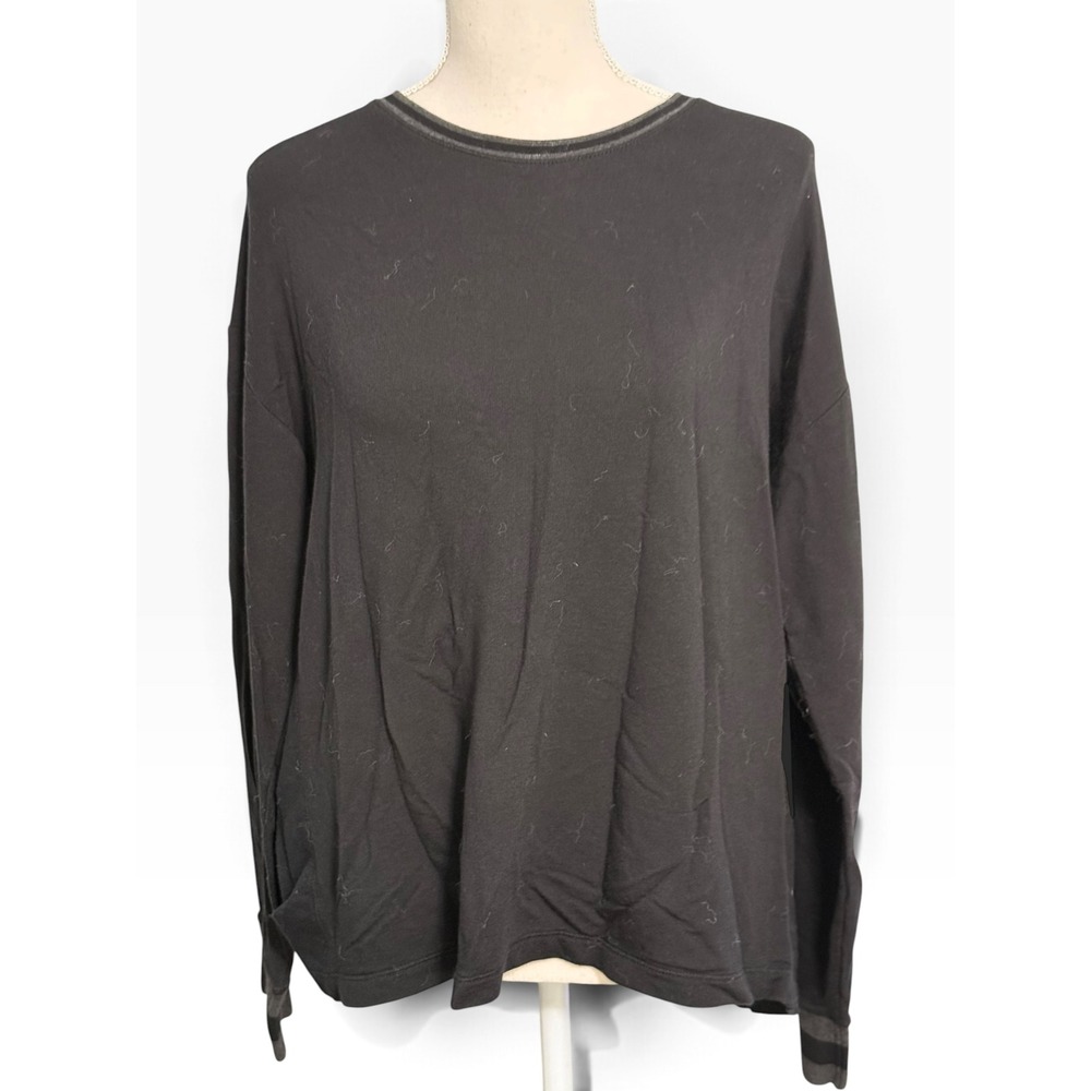 Rag & Bone Black Split Back Long Sleeve Modal Blend Top Size Medium